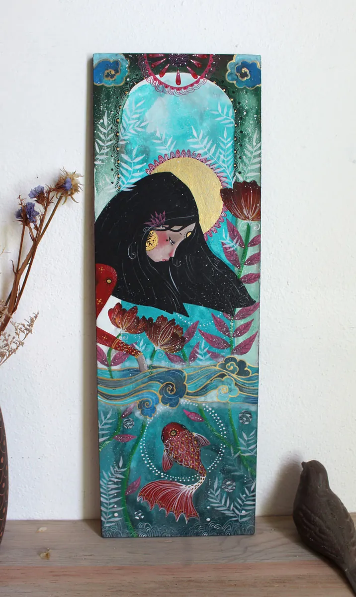 Beyond the waves, a painting that navigates the delicate balance between turmoil and serenity