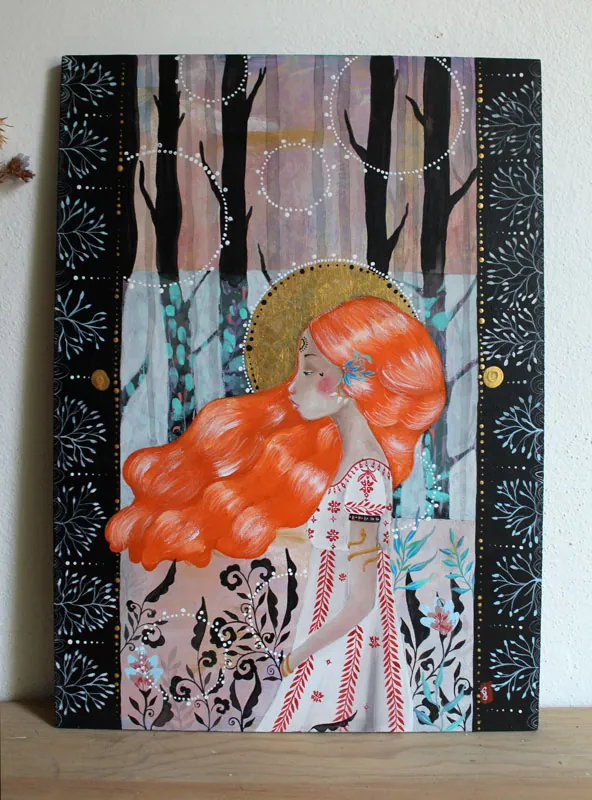Deep inside, a painting of a woman at the threshold of her soul