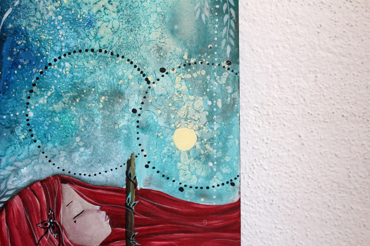 Get some height, painting woman on a swing