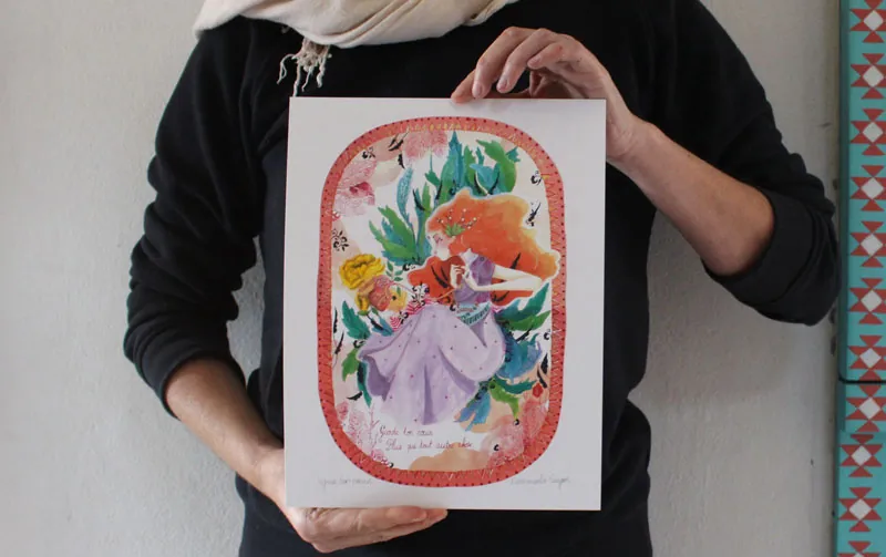Guard your heart, a painting of a journey into the heart of emotions within a symbolic garden