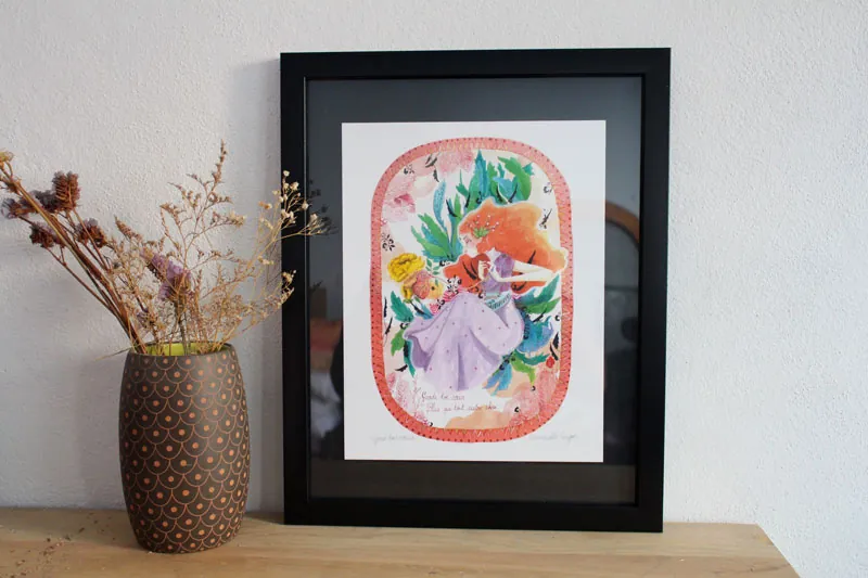 Guard your heart, a painting of a journey into the heart of emotions within a symbolic garden