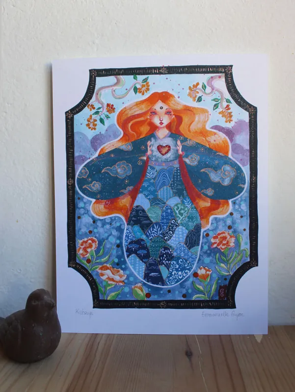 Kintsugi, painting of the goddess of restorative water