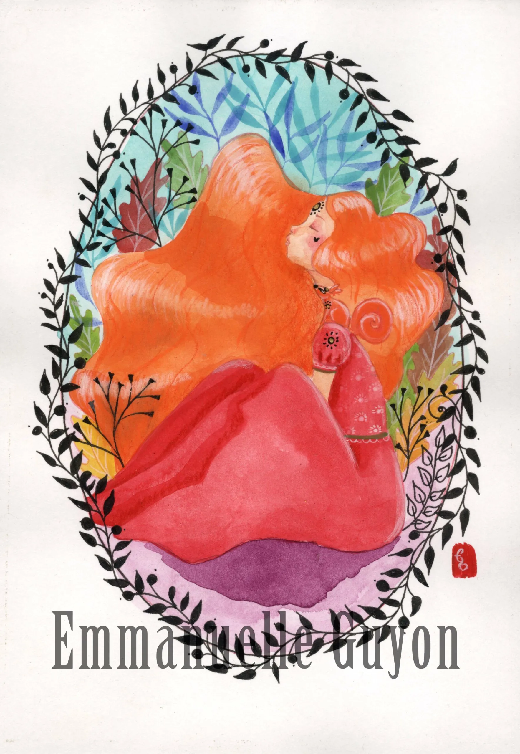 Squirrel, a painting of a woman and her spiritual guide