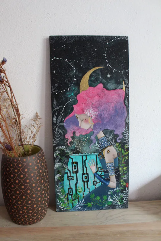 The content of the vase, a painting between cosmos and introspection