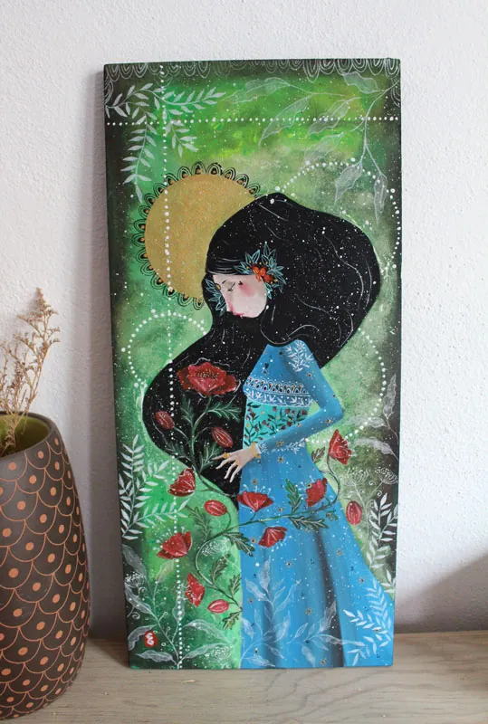 The time of a life, a painting allegory of growth and the cycles of nature