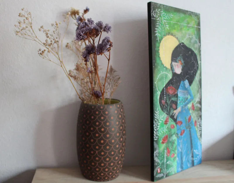 The time of a life, a painting allegory of growth and the cycles of nature