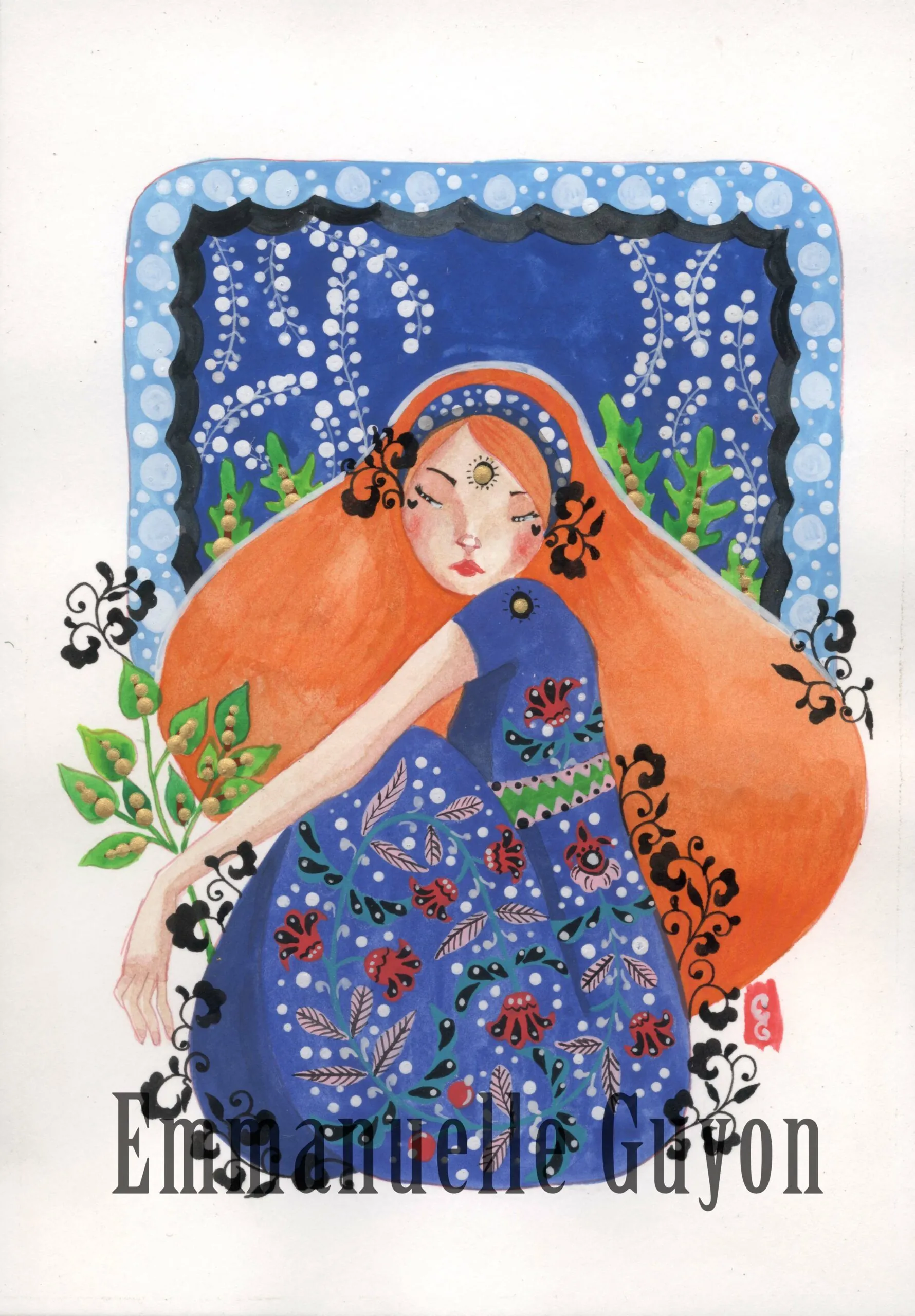 Waiting, a painting of a woman in a meditation of boredom