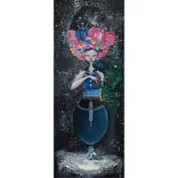 What grows in your heart, painting woman flowers