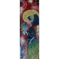 You are free, painting woman freeing a bird